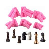 Силиконовые формы, молды  для изготовления больших шахматных фигур, 6 форм, розовые - Силиконовые формы, молды  для изготовления больших шахматных фигур, 6 форм, розовые